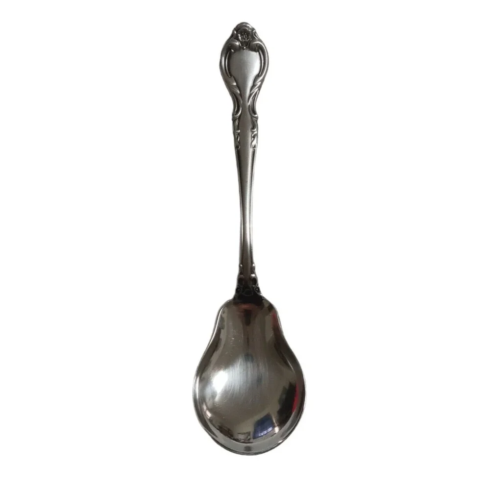 Vintage Lyons Queen Fancy Sugar Spoon Stainless Steel Black Accent 6